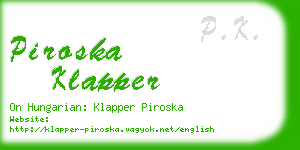piroska klapper business card